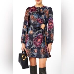 Farm Rio | Mine Floral Print Keyhole Mini Dress